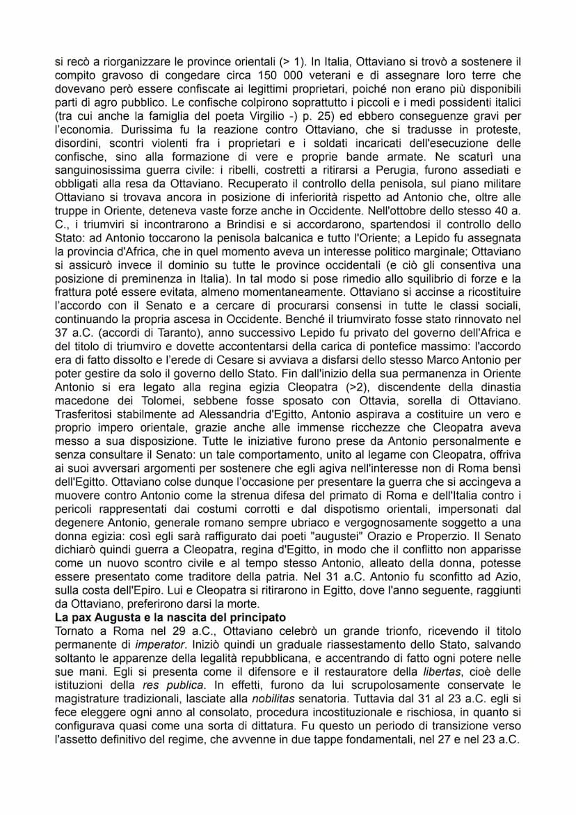 VIRGILIO
IL CONTESTO STORICO
L"età di Augusto"
Chiamiamo "età di Augusto" il periodo successivo alla battaglia di Azio (31 a.C.), che vide
i