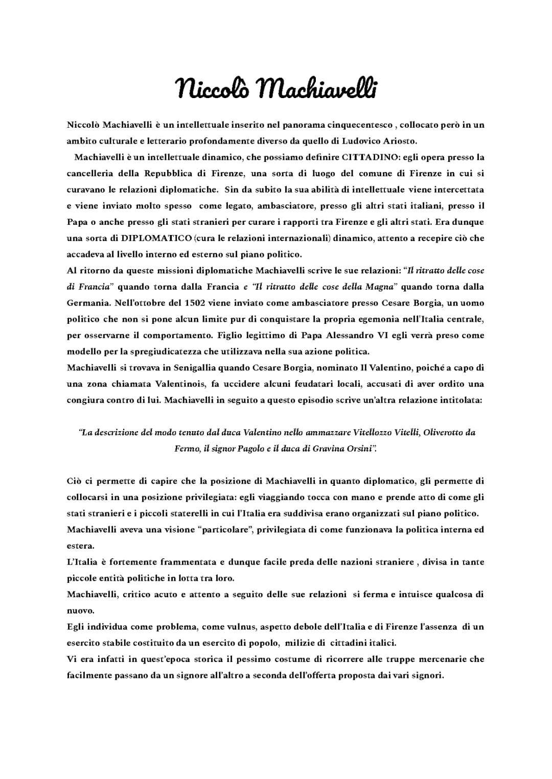 Machiavelli: Riassunto e Vita in Breve per Bambini
