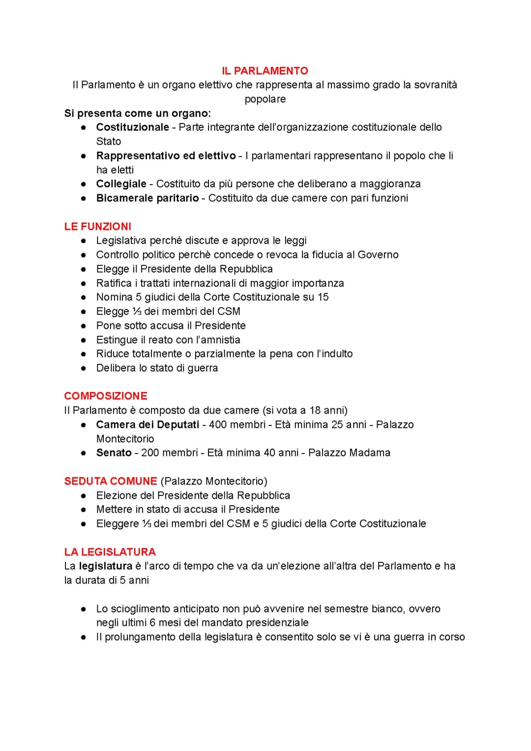 Il Parlamento Italiano: Schema e Riassunto Semplice per Ragazzi