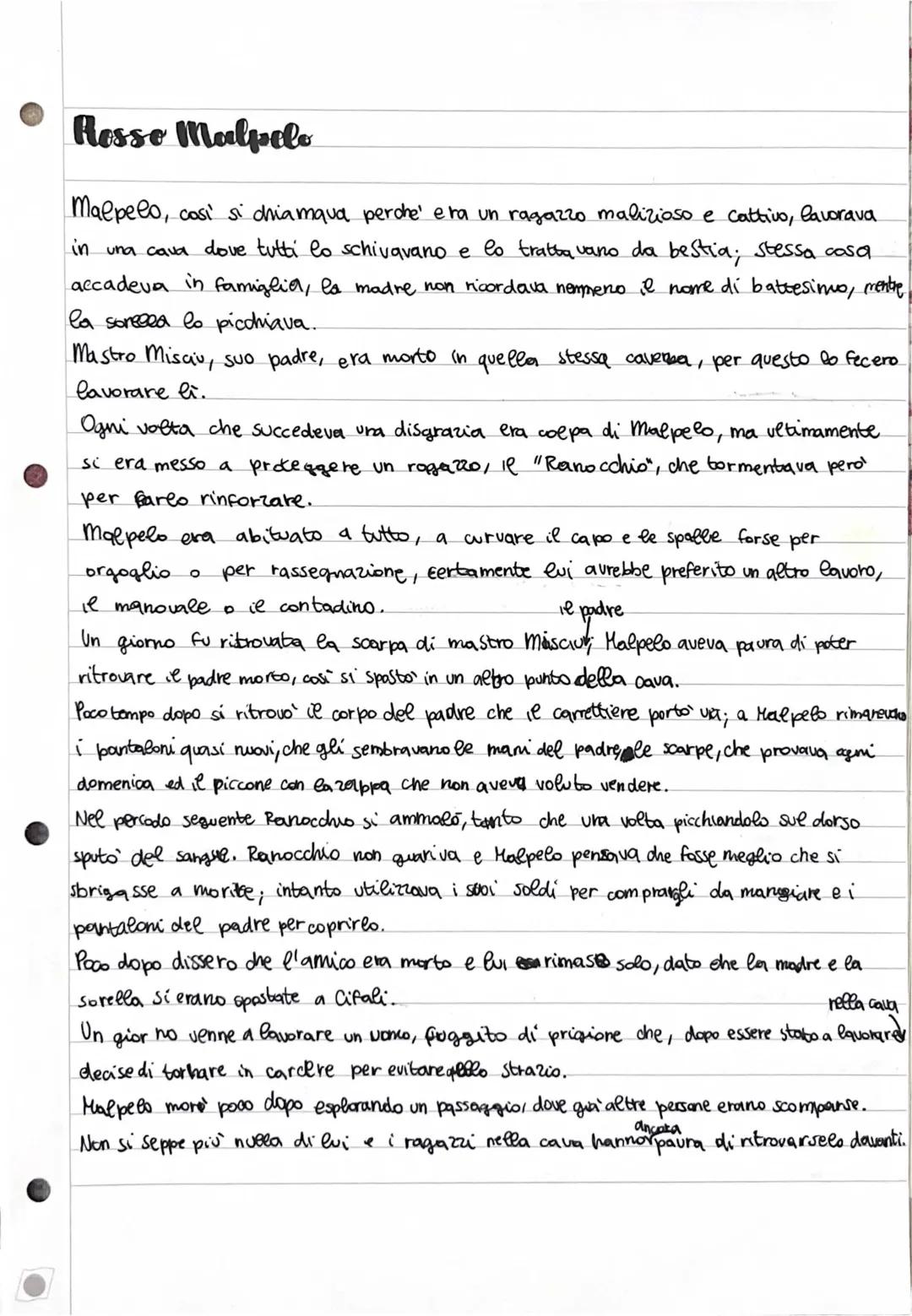 Rosso Malpelo: Riassunto in PDF, 10, 15 e 20 Righe, Personaggi e Testo