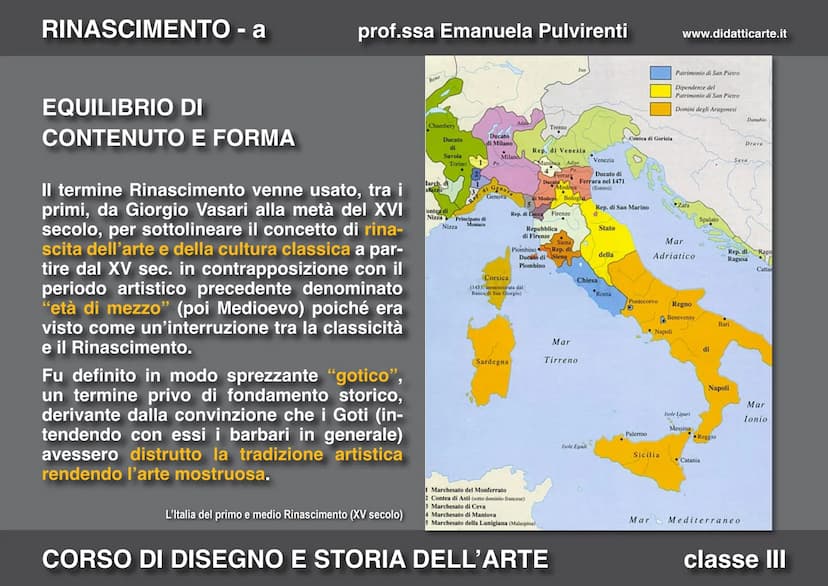 RINASCIMENTO - a
prof.ssa Emanuela Pulvirenti
11-a. PRIMO RINASCIMENTO
CORSO DI DISEGNO E STORIA DELL'ARTE
www.didatticarte.it
classe III RI