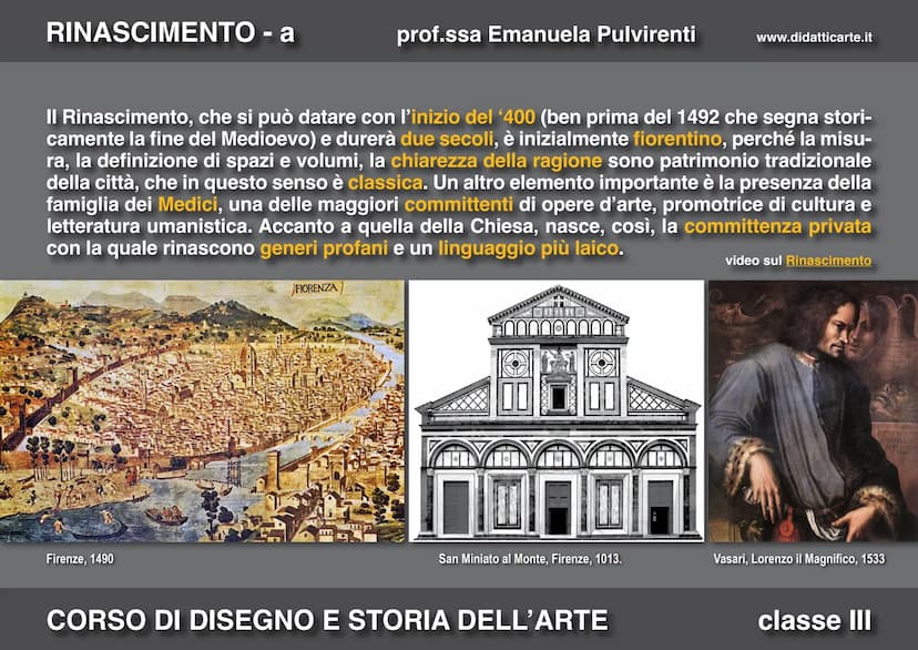 RINASCIMENTO - a
prof.ssa Emanuela Pulvirenti
11-a. PRIMO RINASCIMENTO
CORSO DI DISEGNO E STORIA DELL'ARTE
www.didatticarte.it
classe III RI