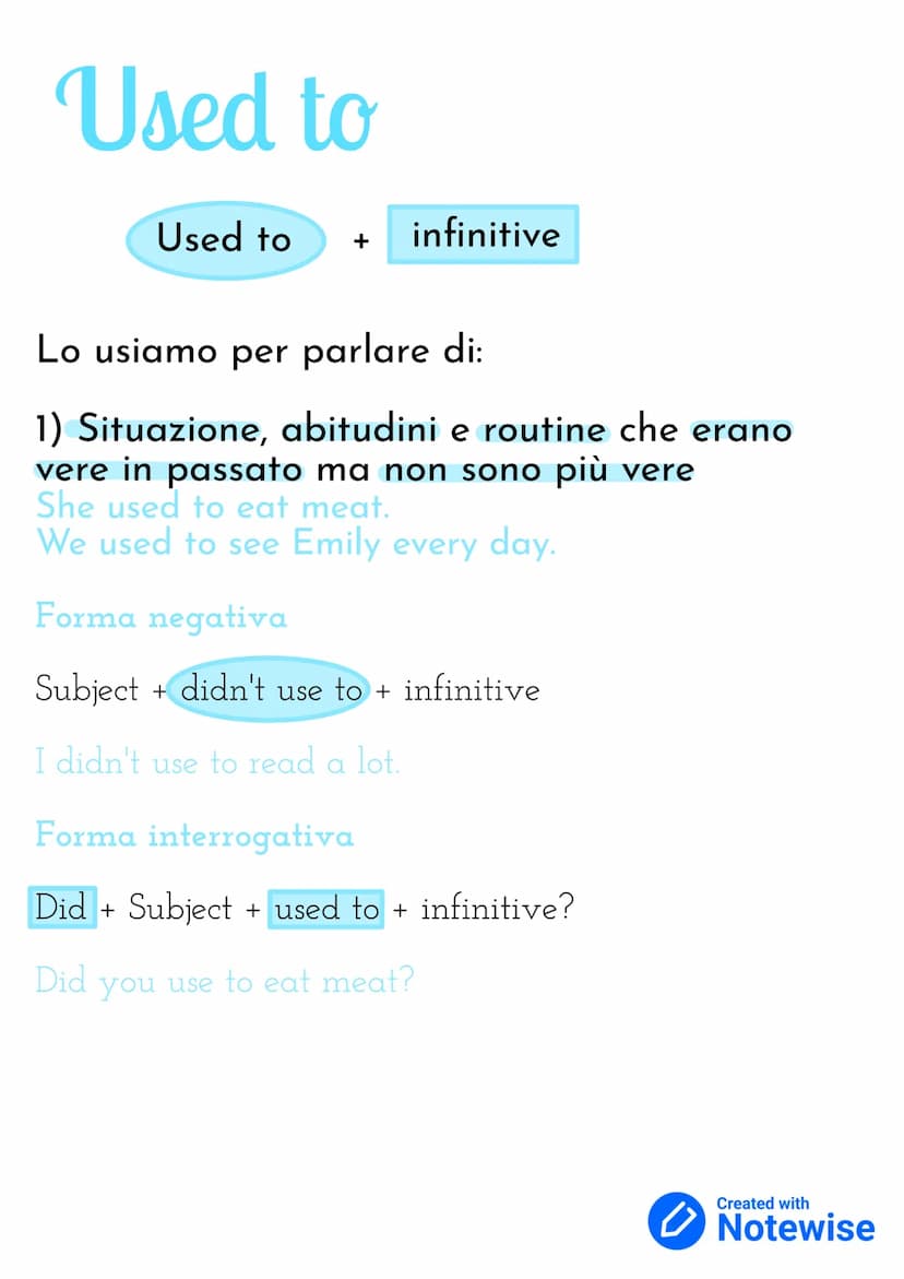 Past simple
(When,in,last_ago etc.)
Subject + past simple
verb+-ed
Lo usiamo per parlare di:
1) Azioni e situazioni completate nel passato
I