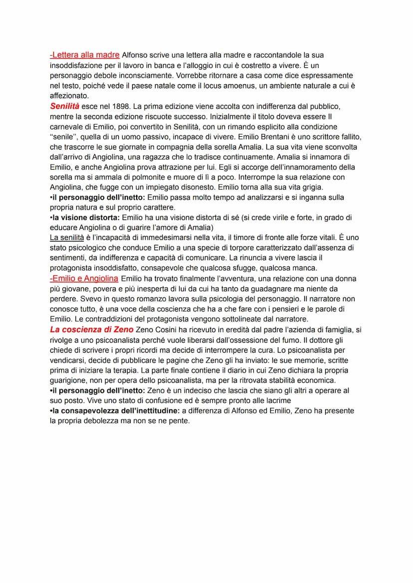 -Lettera alla madre Alfonso scrive una lettera alla madre e raccontandole la sua
insoddisfazione per il lavoro in banca e l'alloggio in cui 