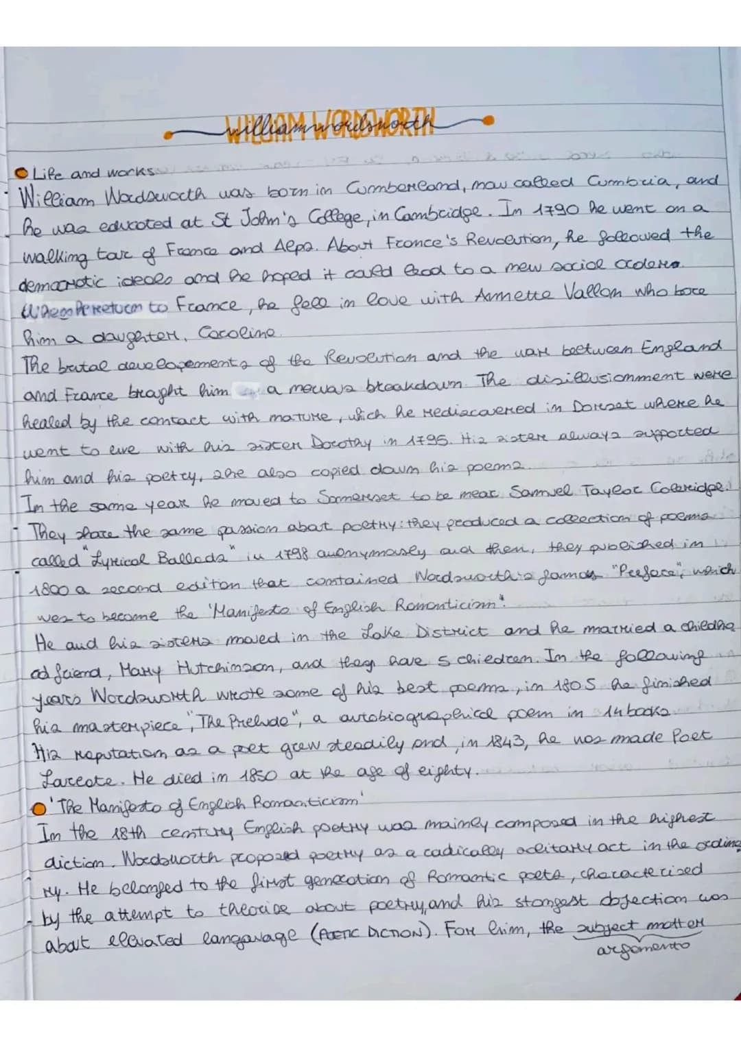 William Ordsworth
Life and works.
William Wordsworth was born in Cumberland, mow called Cumbria, and
he was educated at St John's College, i