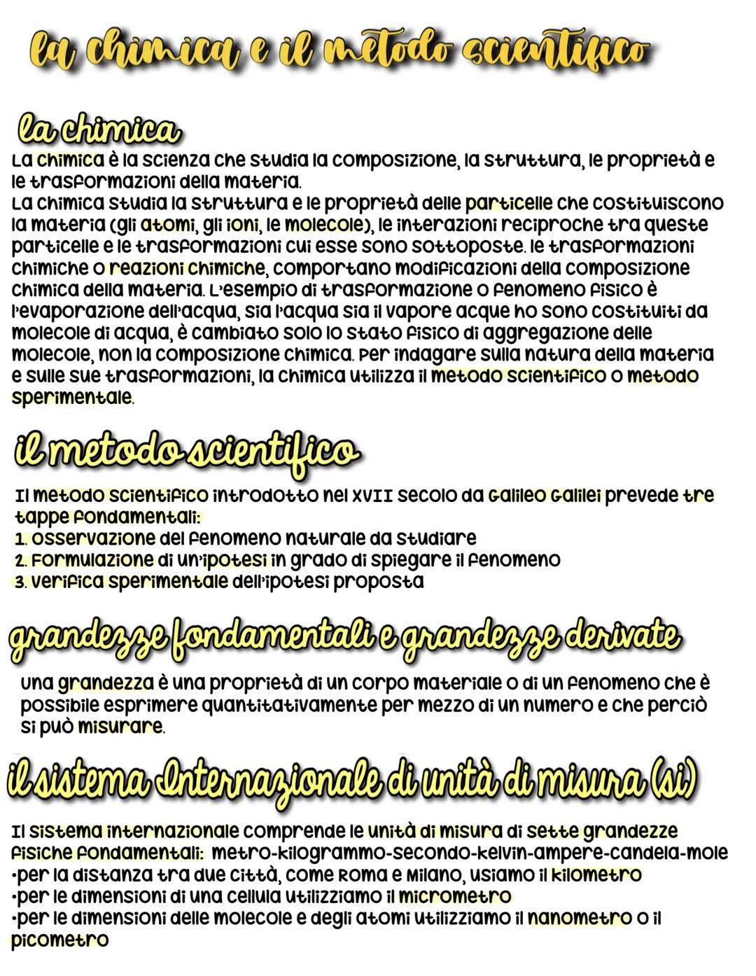 la chimica e il metodo scientifico
la chimica
La chimica è la scienza che studia la composizione, la struttura, le proprietà e
le trasformaz