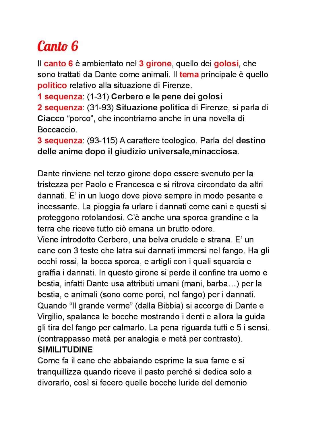 Il Sesto Canto dell'Inferno: Testo, Riassunto e Retorica
