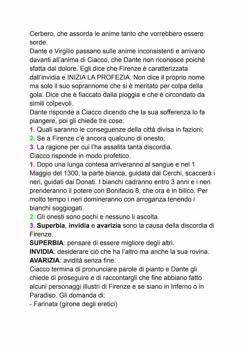 Canto 6
Il canto 6 è ambientato nel 3 girone, quello dei golosi, che
sono trattati da Dante come animali. Il tema principale è quello
politi