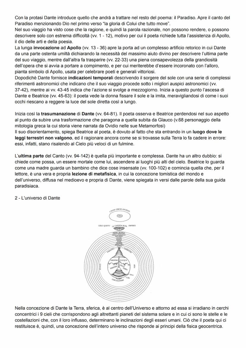 Testo
La gloria di colui che tutto move
per l'universo penetra, e risplende
in una parte più e meno altrove.
Nel ciel che più de la sua luce