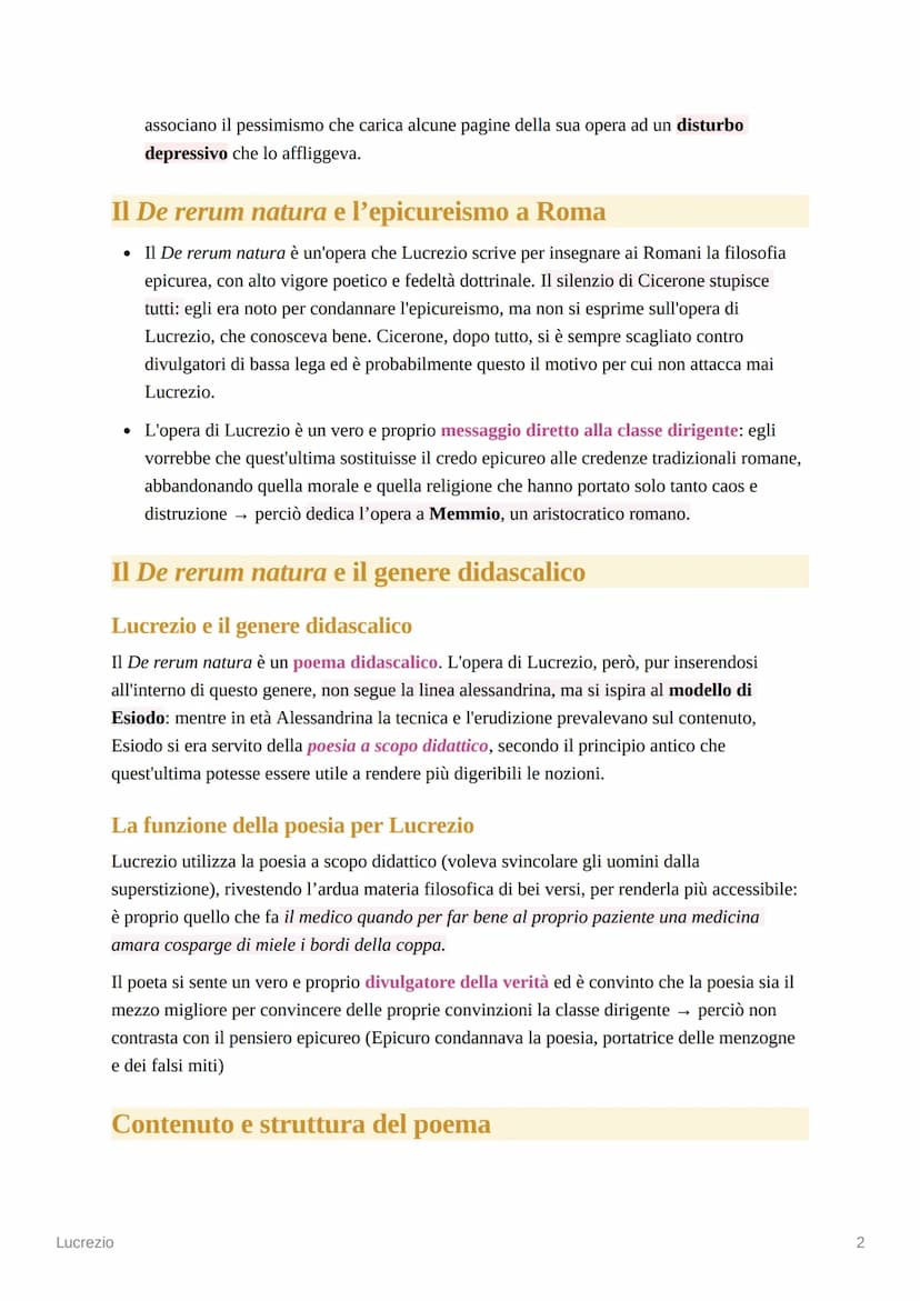 Lucrezio
Le notizie sulla vita
• Lucrezio è un personaggio molto misterioso: le notizie biografiche che lo riguardano,
infatti, sono molto i