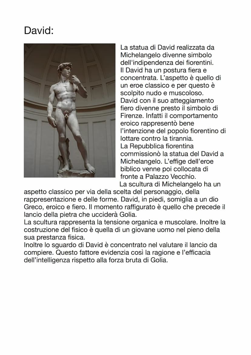 Michelangelo
Vita e filosofia artistica:
Michelangelo Buonarroti nasce a
Caprese il 6 marzo del 1475 da
Ludovico Buonarroti e da Francesca
d