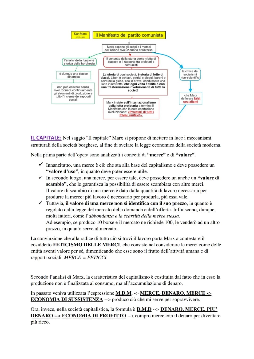 MARX
Collochiamo Marx in pieno 800, periodo in cui la scienza otteneva successi e la
tecnica continuava a progredire, in unione alla miseria