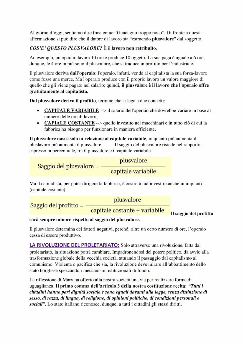 MARX
Collochiamo Marx in pieno 800, periodo in cui la scienza otteneva successi e la
tecnica continuava a progredire, in unione alla miseria