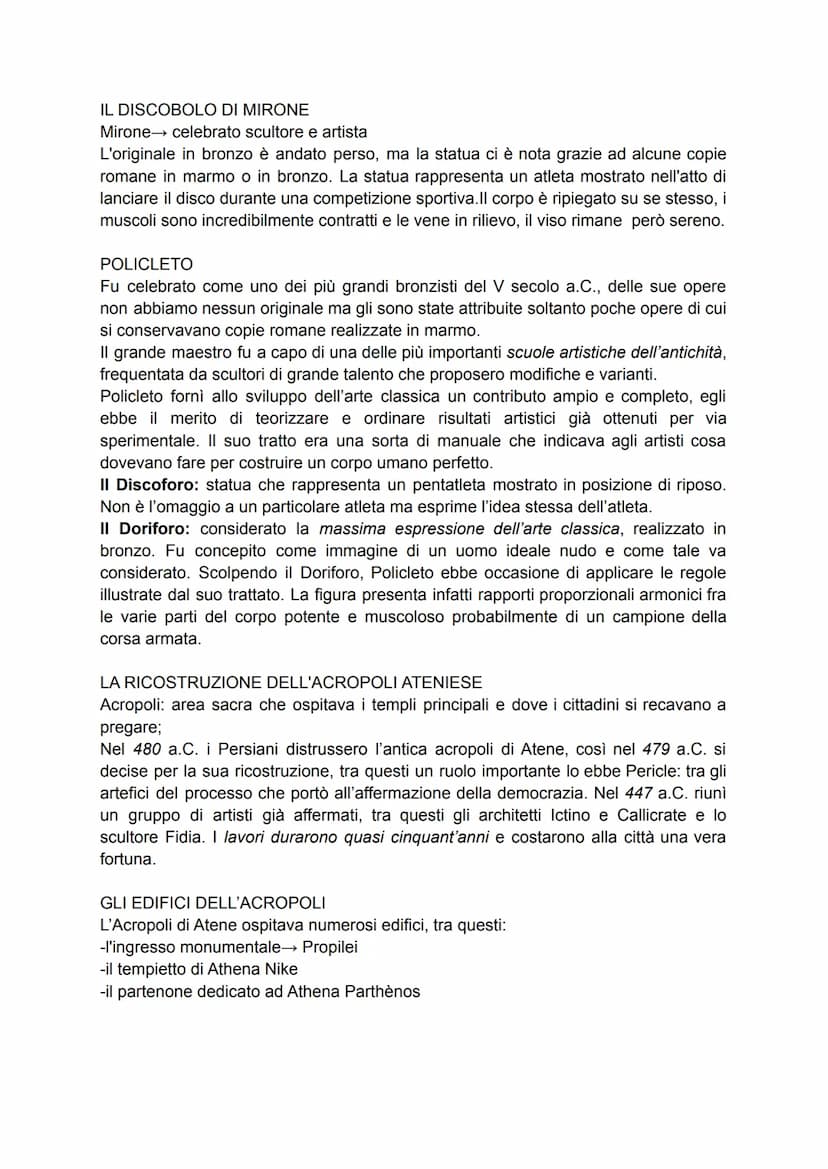 LA PRIMA ETA' CLASSICA
480 a.C. passaggio dall'età arcaica all'età classica.
L'età classica si divide in:prima classicità (V secolo) e secon