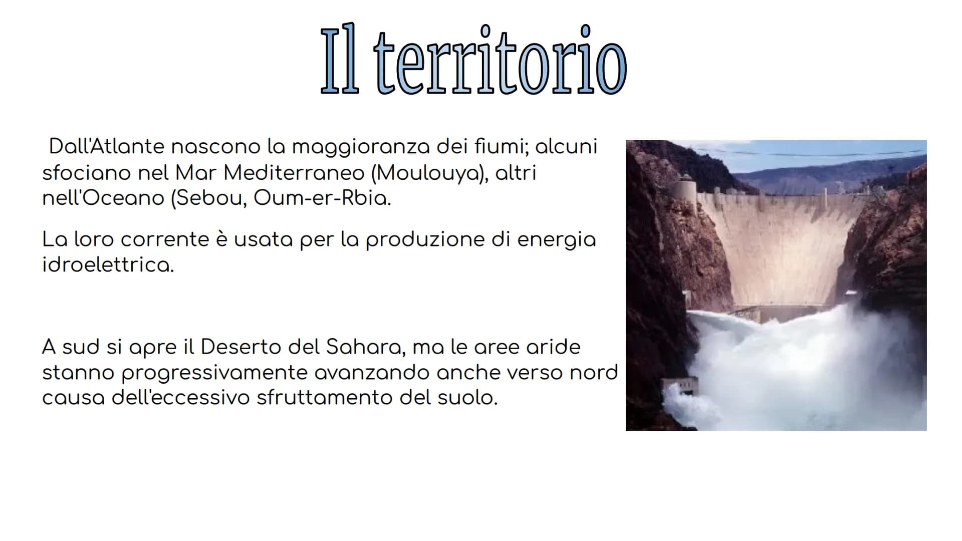4
2-3
Il Marocco Il Marocco
Il Marocco è un paese dell'Africa
nord-orientale; confina a est e a
sud-est con l'Algeria, a Sud con il
Sahara O