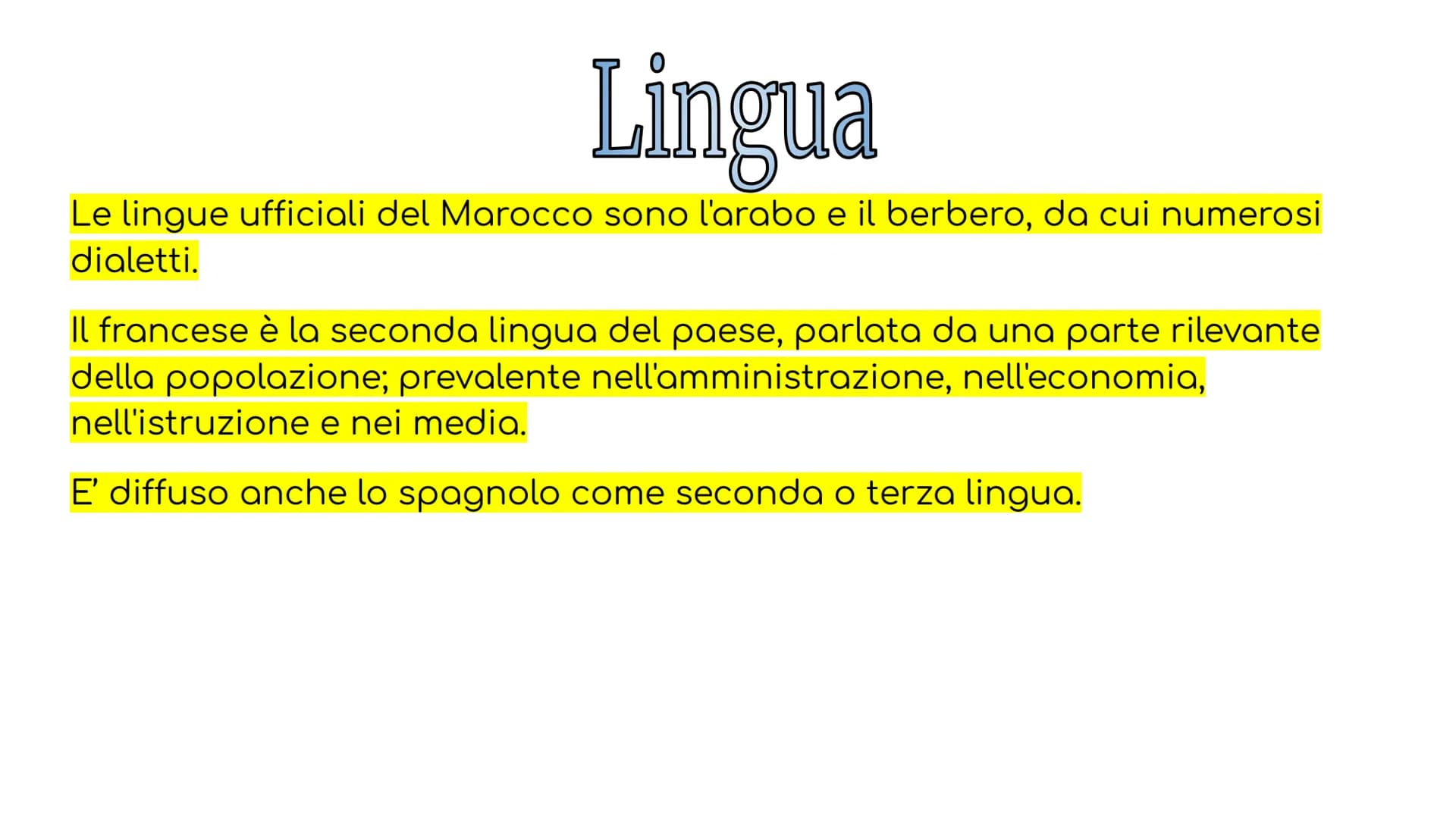 4
2-3
Il Marocco Il Marocco
Il Marocco è un paese dell'Africa
nord-orientale; confina a est e a
sud-est con l'Algeria, a Sud con il
Sahara O