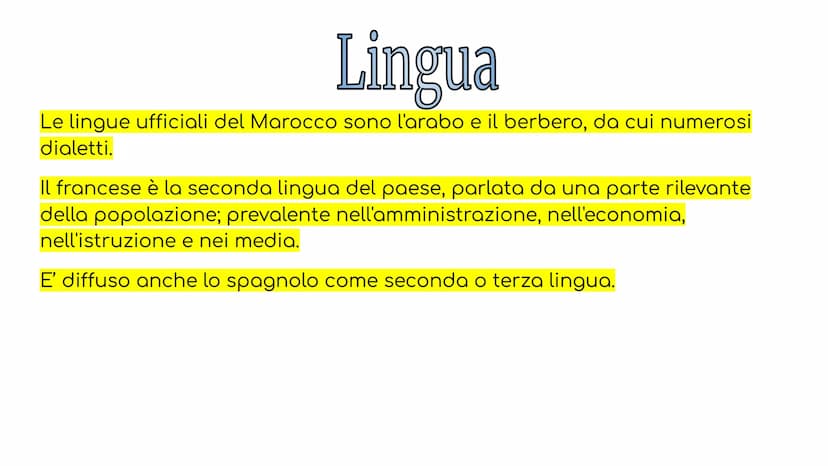 4
2-3
Il Marocco Il Marocco
Il Marocco è un paese dell'Africa
nord-orientale; confina a est e a
sud-est con l'Algeria, a Sud con il
Sahara O