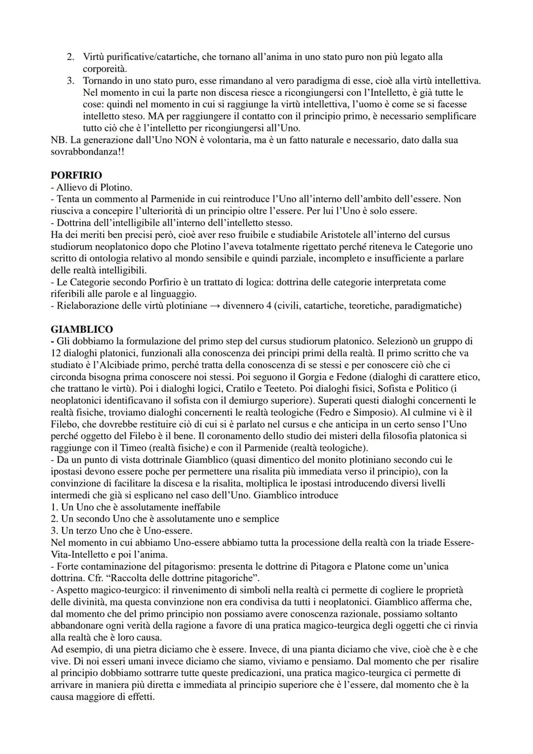 NEOPLATONISMO
Etichettiamo come "neoplatonici" una sequela di pensatori che partono da Plotino (III sec. d.C.) fino a
degli epigoni Alessand