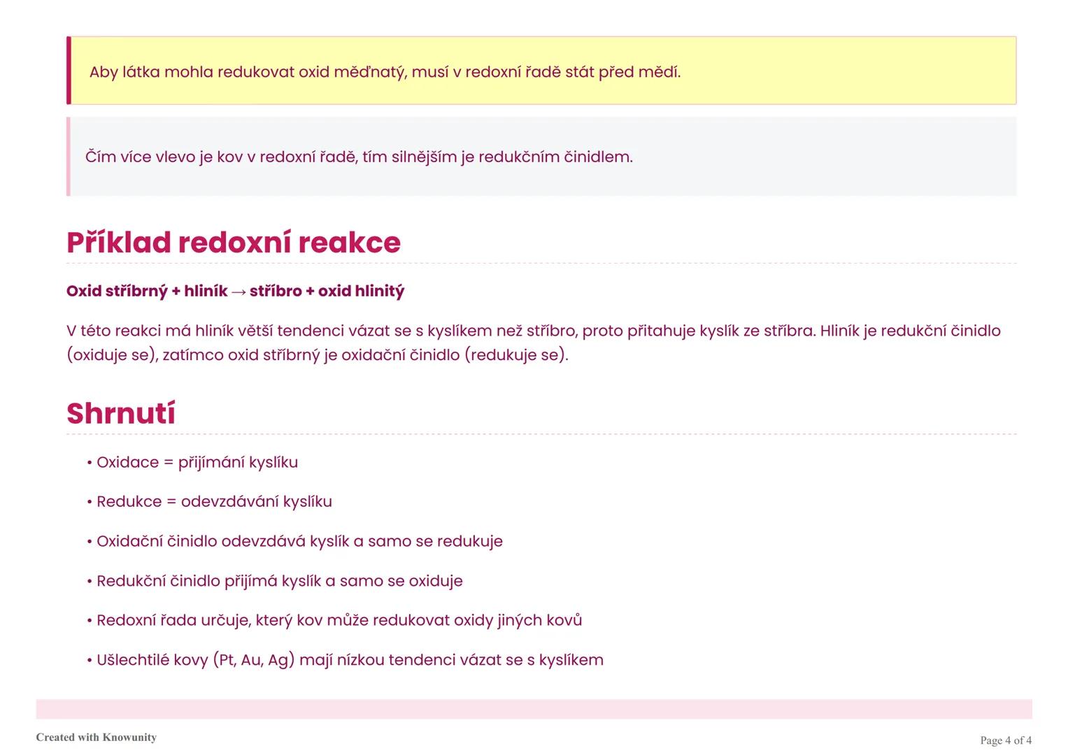 Studijní poznámky: Redoxní reakce v chemii
Přehled základních principů redoxních reakcí, včetně oxidace, redukce, oxidačních a redukčních či