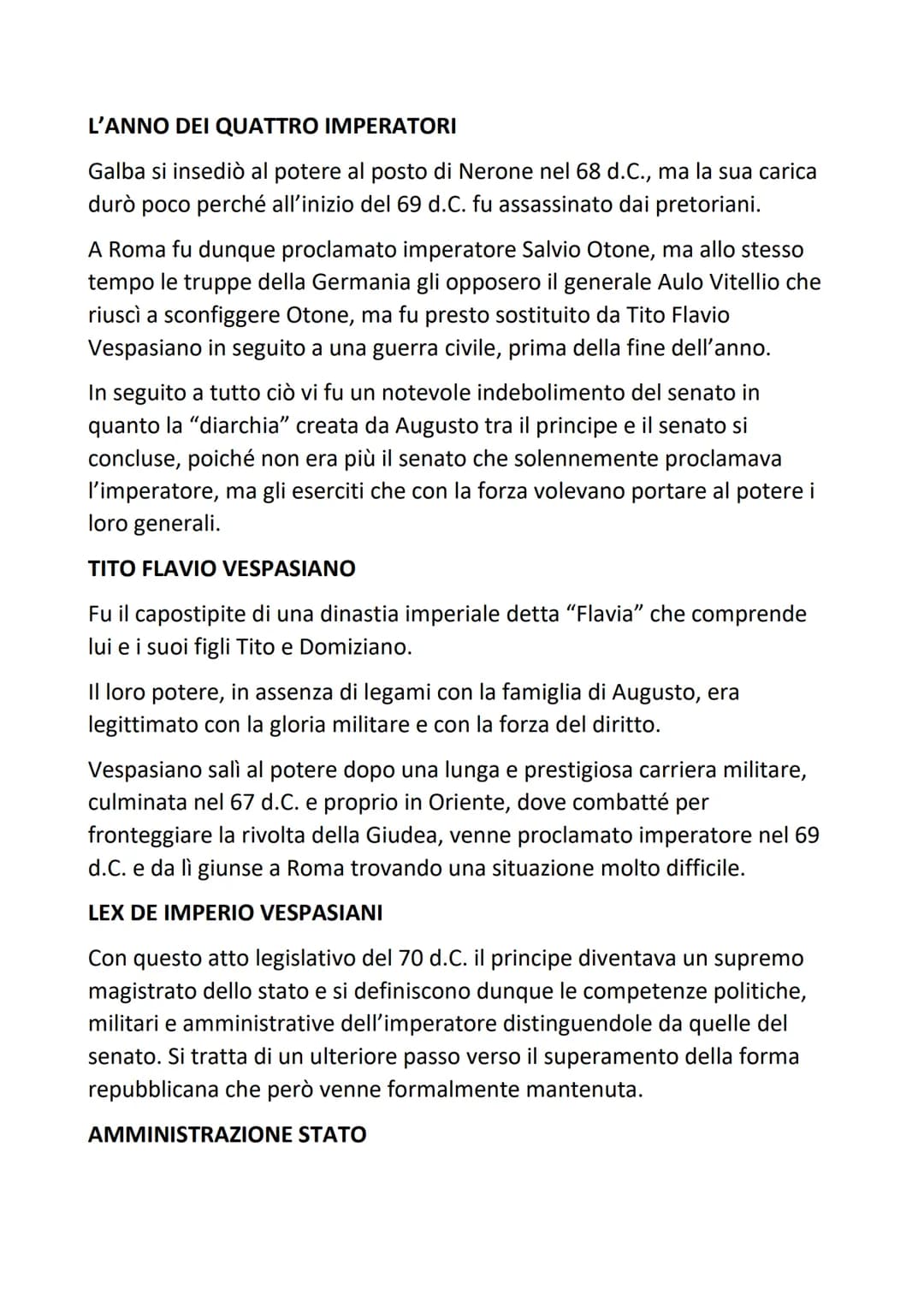 
<h2 id="riassunto">Riassunto</h2>
<p>L'anno dei quattro imperatori fu un periodo turbolento nella storia romana, iniziato con l'ascesa di G