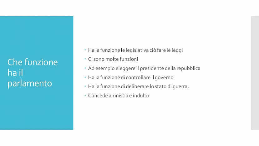 Il Parlamento Che cos'è il
parlamento
Il parlamento : È un organo che viene eletto dal popolo
Che è formato da due camere : segnato della
re