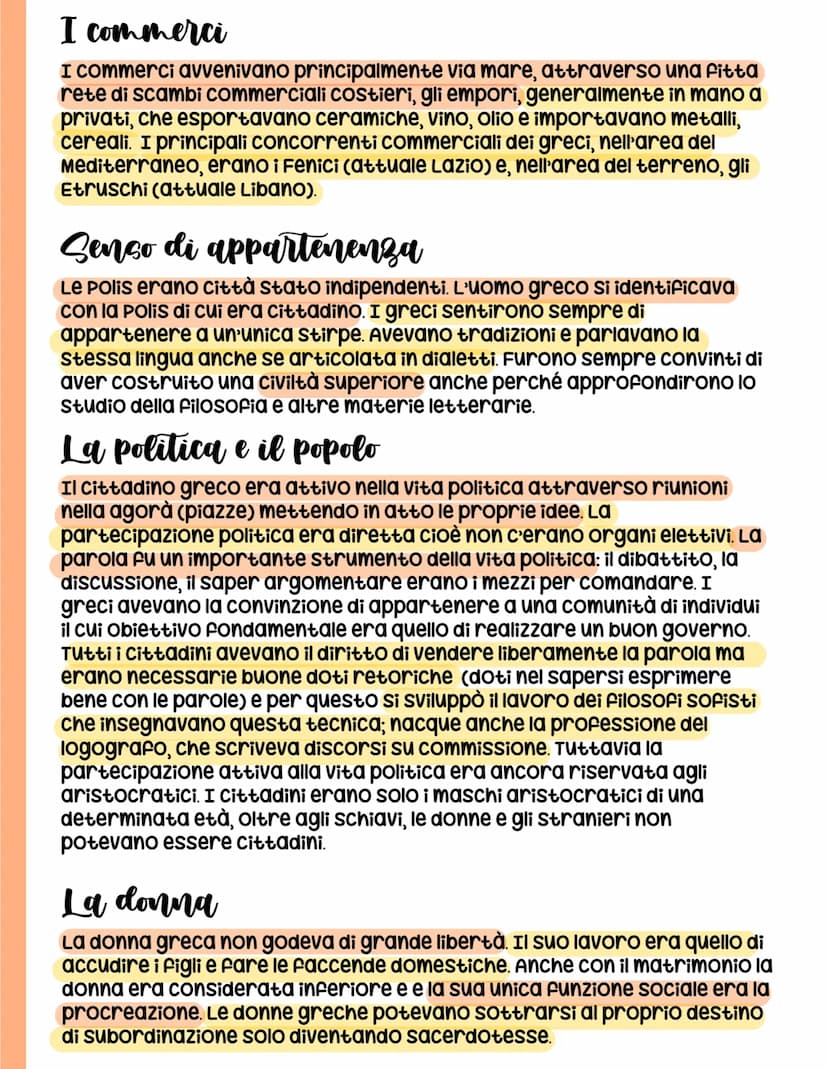 La civiltà greca
Nel 5° sec. a.c il modello della democrazia Ateniese fu
preso da esempio per le città vicine. Alla democrazia si
opponeva i