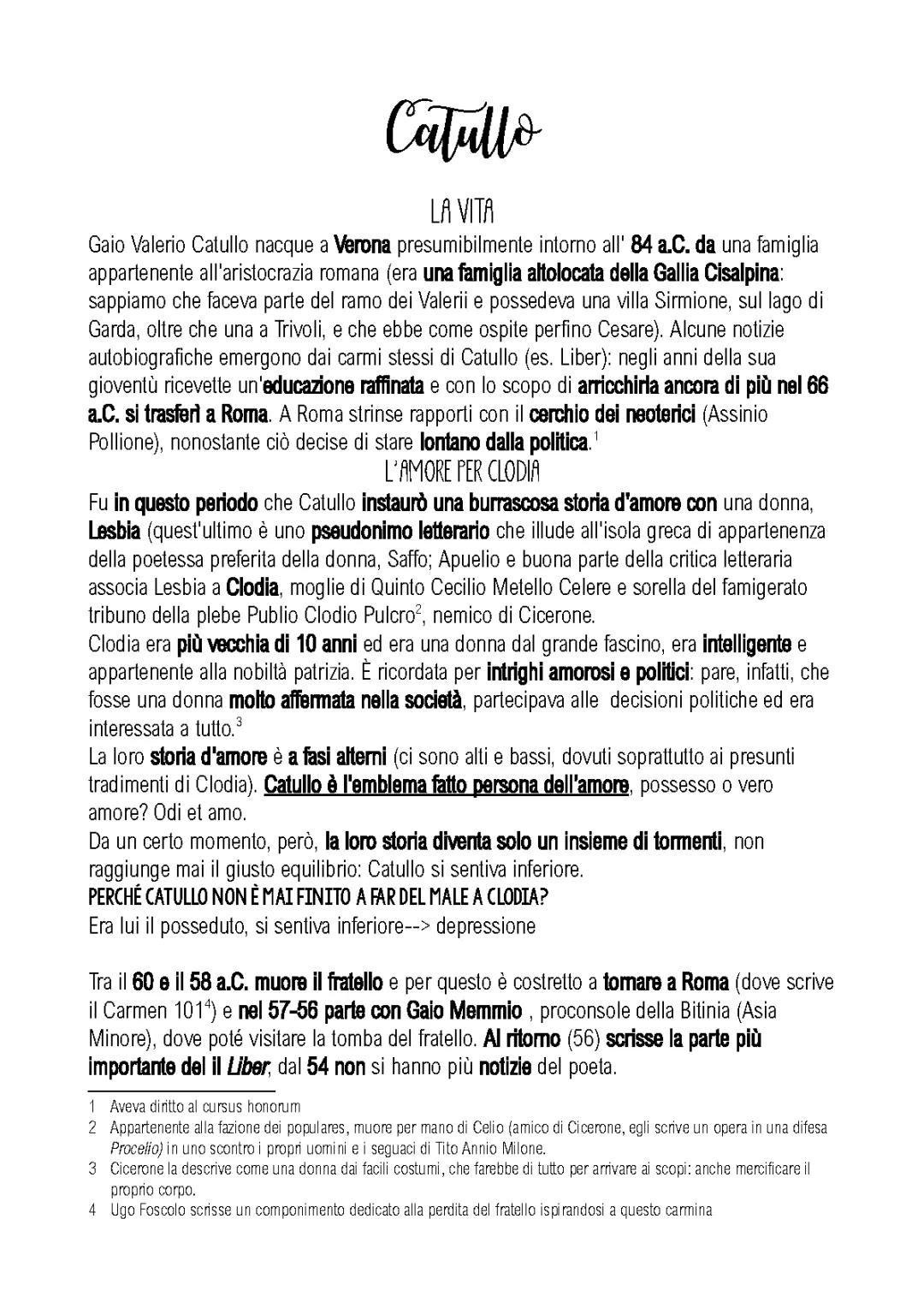 La Vita e le Opere di Catullo