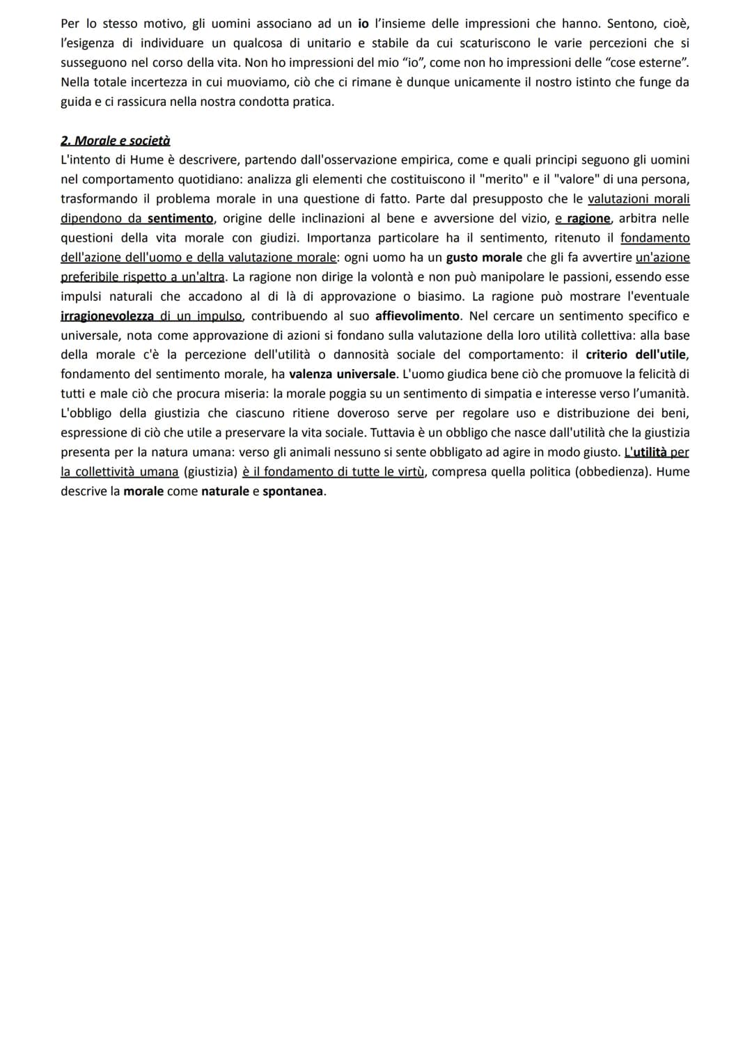HUME
1. Il percorso della conoscenza
Secondo Hume, la nostra conoscenza si basa unicamente sulle percezioni (=contenuti della mente), divise