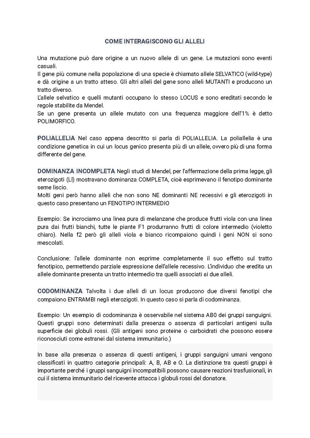 Genetica, Interazione tra gli Alleli