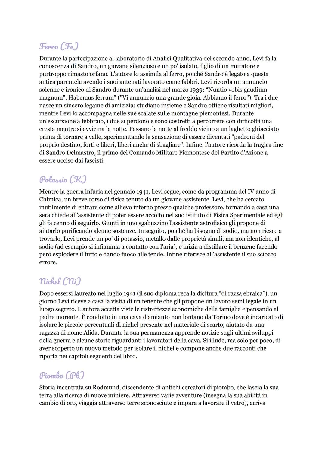 Il sistema periodico - Primo Levi
Il libro presenta una serie di racconti autobiografici di Primo Levi, con gli elementi della sua
vita con 