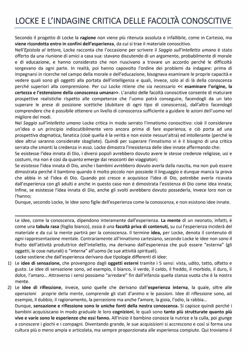 L'EMPIRISMO INGLESE
A partire dalla seconda metà del Seicento si sviluppa, in Inghilterra, una diversa tradizione di pensiero,
secondo cui l