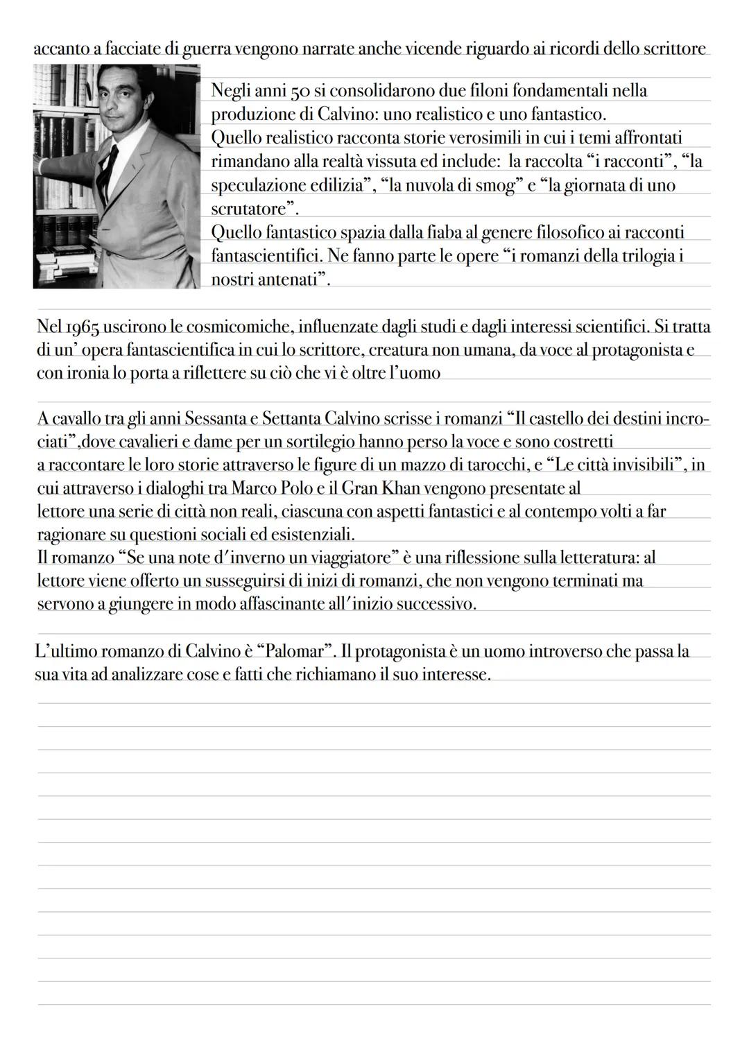 ITALO CALVINO
La vita
Italo Calvino nacque nel 1923 a Santiago de Las
Vegas, Cuba, da genitori italiani trasferitisi prima in
Messico e poi 