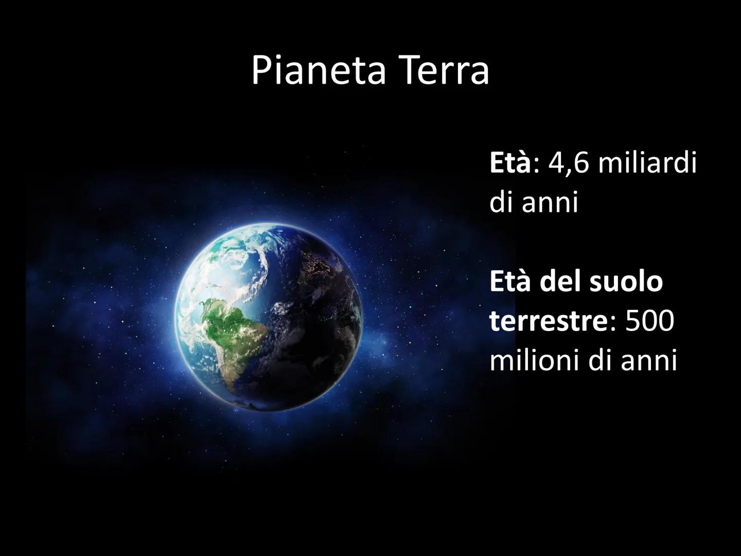 Pianeta Terra
Età: 4,6 miliardi
di anni
Età del suolo
terrestre: 500
milioni di anni Sole
fascia di asteroidi
Venere
Mercurio
Luna
K
Terra
M