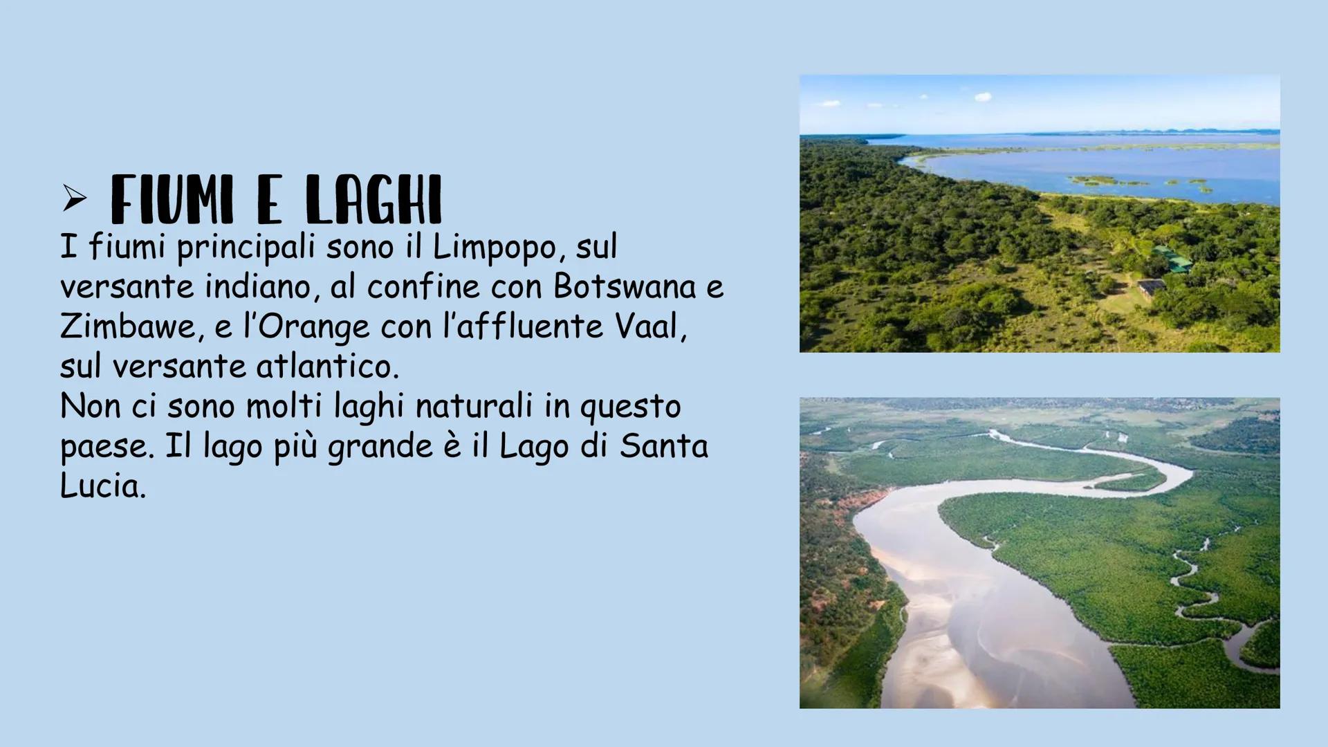 # SUDAFRICA

Francesca Sauchelli Boretto # DATI GENERALI

Estensione: 1.220.000 km²
Popolazione: 59,89 milioni
Forma di governo: Repubblica 