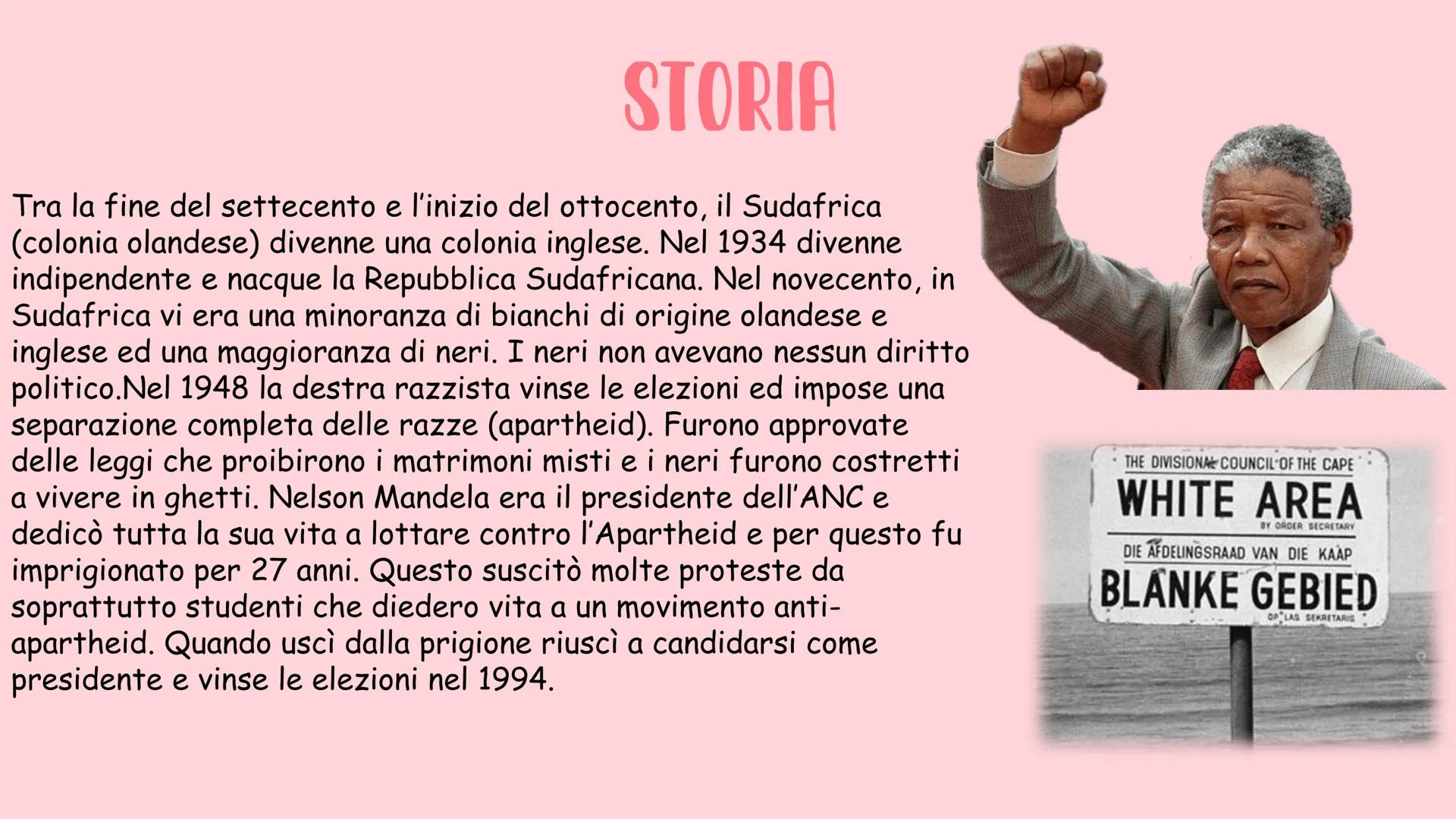 # SUDAFRICA

Francesca Sauchelli Boretto # DATI GENERALI

Estensione: 1.220.000 km²
Popolazione: 59,89 milioni
Forma di governo: Repubblica 