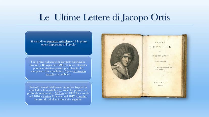 Ugo Foscolo
A cura di Alessia Camponeschi, Giulia Fusco e Marika Dodi 1778:
nasce a
Zacinto (Zante),
un'isola greca
dello Ionio
governata da