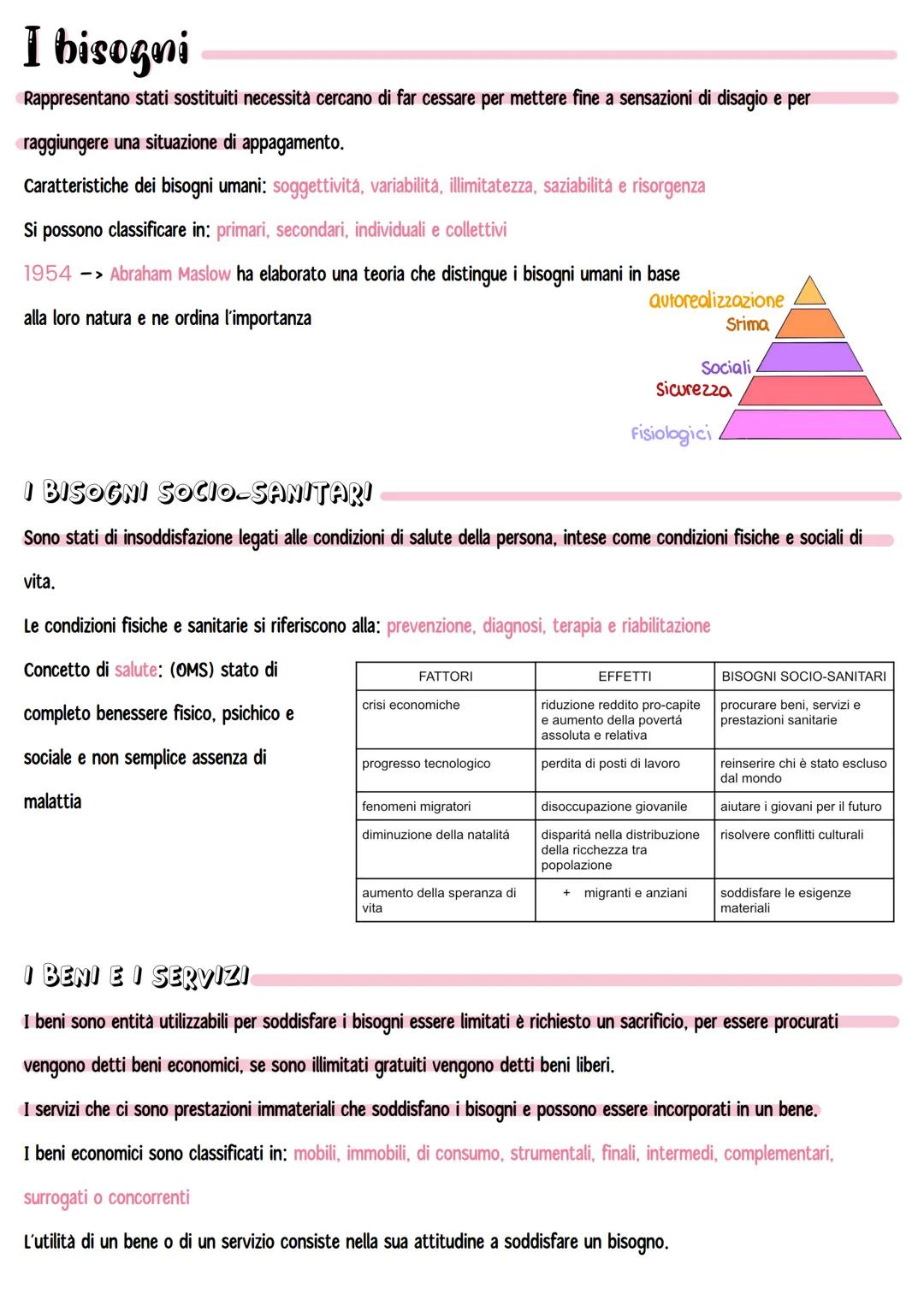 I bisogni
Rappresentano stati sostituiti necessità cercano di far cessare per mettere fine a sensazioni di disagio e per
raggiungere una sit