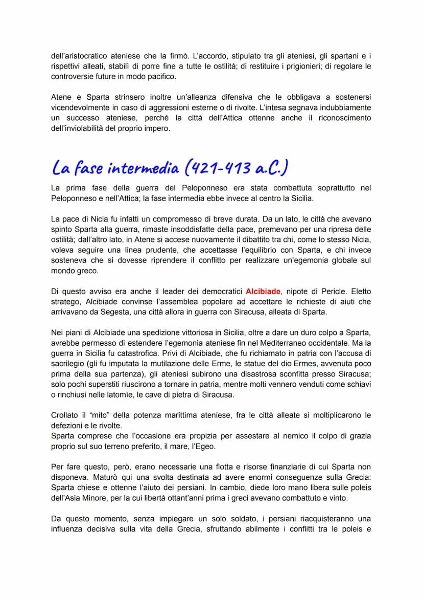 Guerra del Peloponneso 431 a.C-404 a.C
La guerra del Peloponneso durò ben 27 anni, dal 431 a.C. al 404 a.C. Inizialmente
combattuta fra Aten