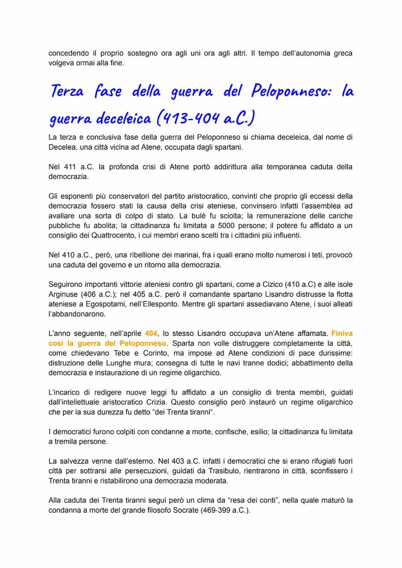 Guerra del Peloponneso 431 a.C-404 a.C
La guerra del Peloponneso durò ben 27 anni, dal 431 a.C. al 404 a.C. Inizialmente
combattuta fra Aten