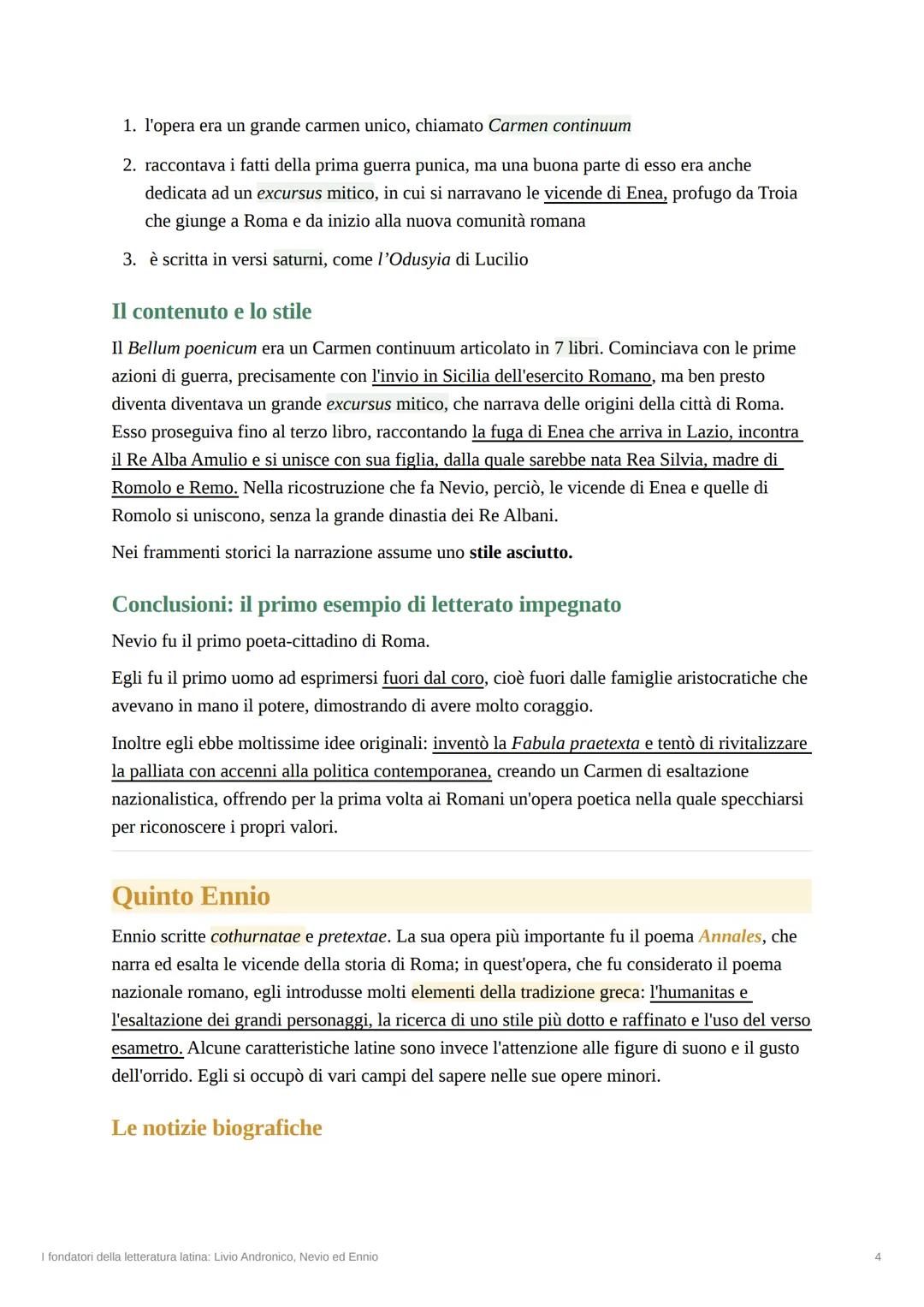 I fondatori della letteratura latina:
Livio Andronico, Nevio ed Ennio
Livio Andronico
Livio Andronico era un greco che fu condotto da Tarant