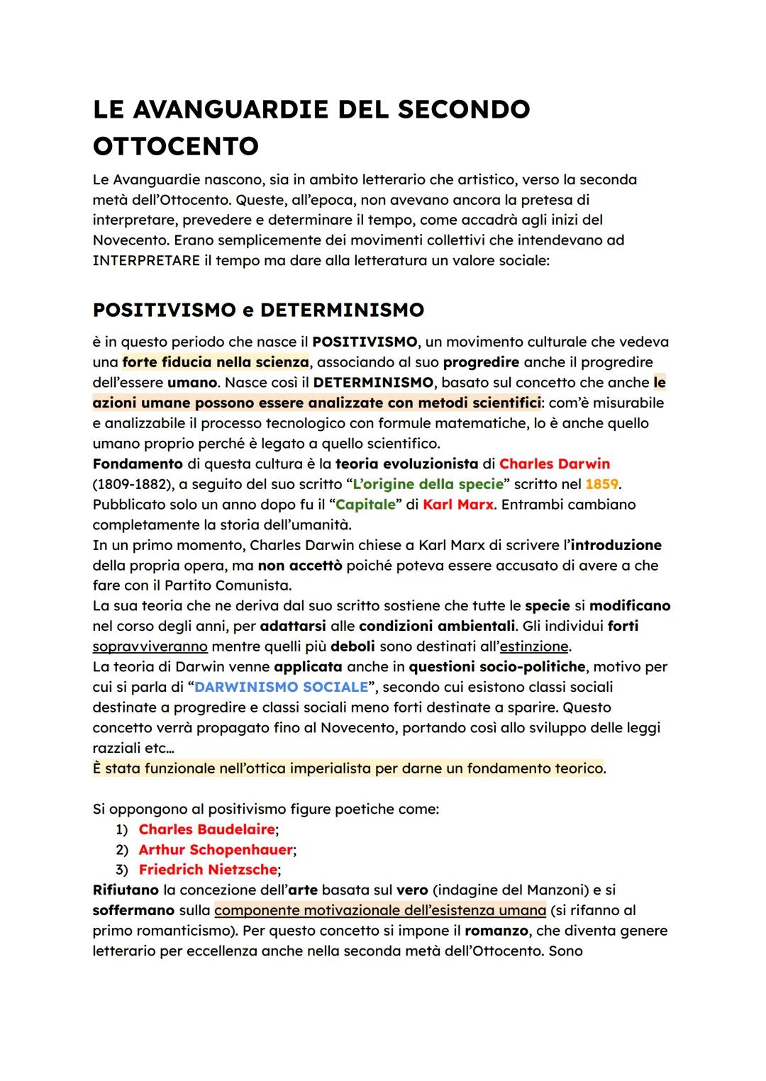 LE AVANGUARDIE DEL SECONDO
OTTOCENTO
Le Avanguardie nascono, sia in ambito letterario che artistico, verso la seconda
metà dell'Ottocento. Q