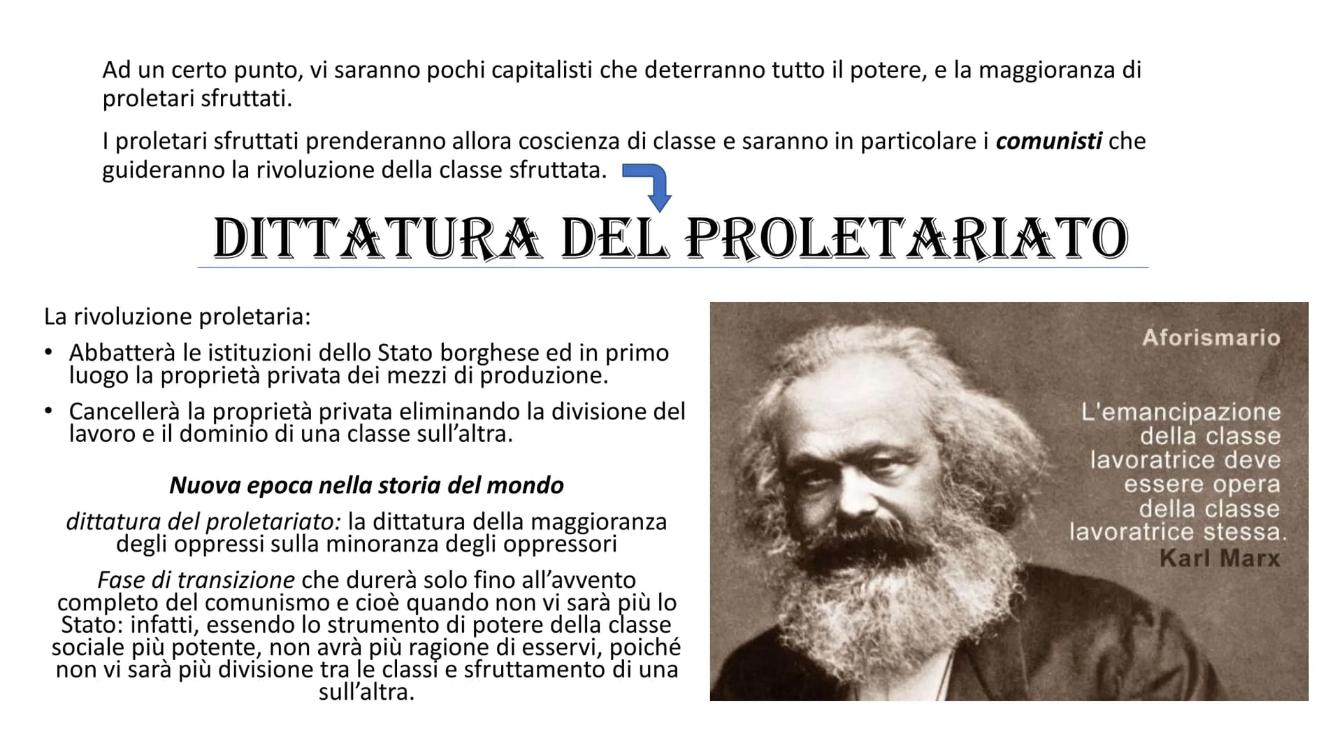 KARL MARX
Alienazione
Materialismo
Stato comunista e Dittatura del proletariato
Analisi della merce
Plusvalore ALIENAZIONE
È un fatto concre