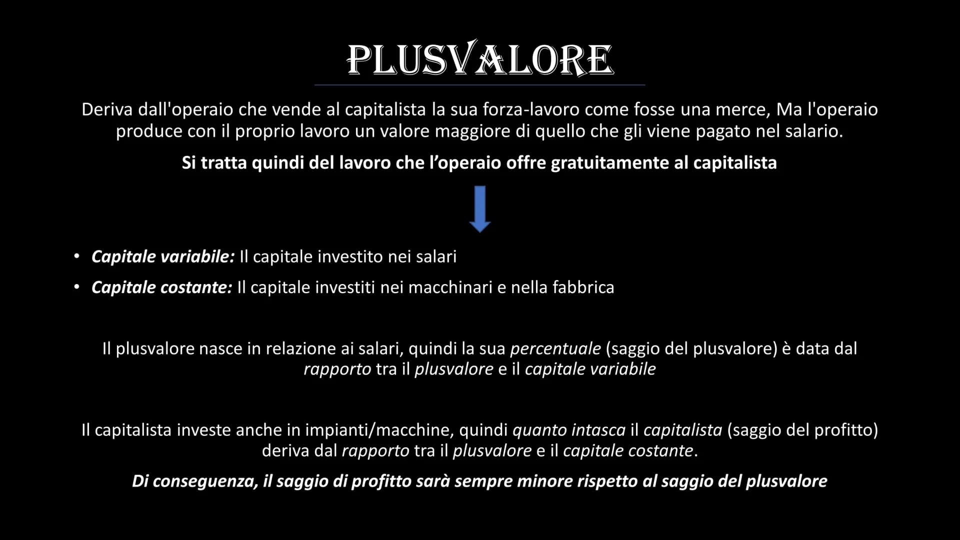 KARL MARX
Alienazione
Materialismo
Stato comunista e Dittatura del proletariato
Analisi della merce
Plusvalore ALIENAZIONE
È un fatto concre