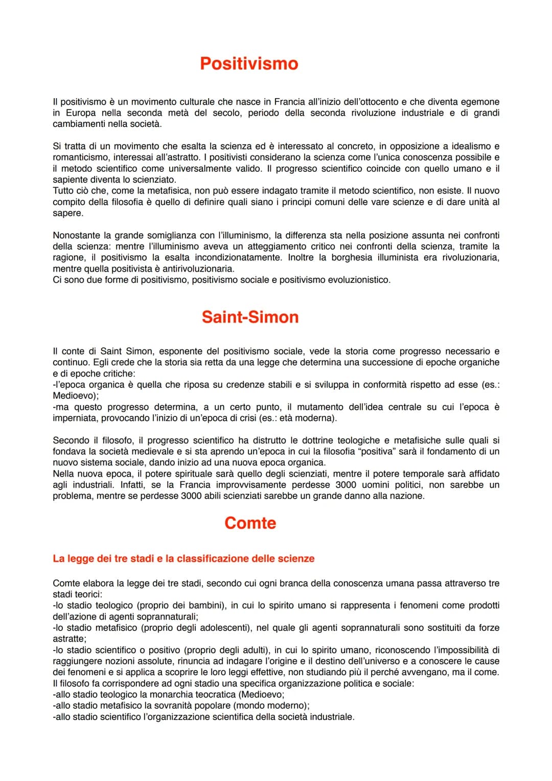 Positivismo
Il positivismo è un movimento culturale che nasce in Francia all'inizio dell'ottocento e che diventa egemone
in Europa nella sec