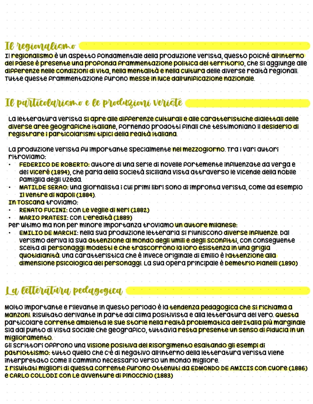Il verismo
Riprende i temi e la poetica del naturalismo francese, sviluppandosi in un contesto ben
definito da un punto di vista storico e c