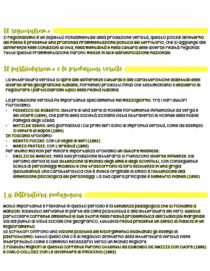 Il verismo
Riprende i temi e la poetica del naturalismo francese, sviluppandosi in un contesto ben
definito da un punto di vista storico e c