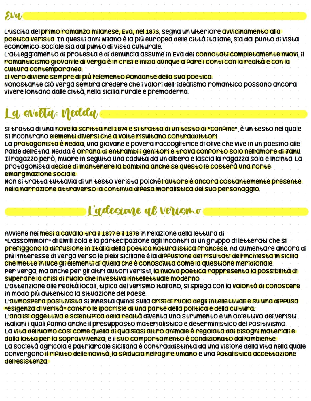 Il verismo
Riprende i temi e la poetica del naturalismo francese, sviluppandosi in un contesto ben
definito da un punto di vista storico e c
