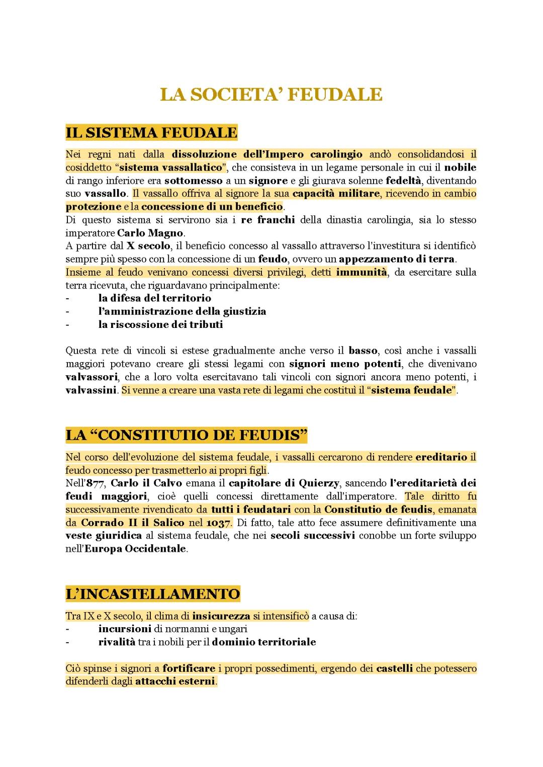 LA SOCIETÀ FEUDALE