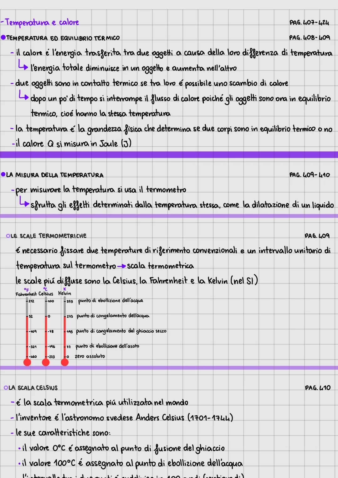 - Temperatura e calore
●TEMPERATURA ED EQUILIBRIO TERMICO
PAG. 408-409
- il calore e l'energia trasferita tra due oggetti a causa della loro