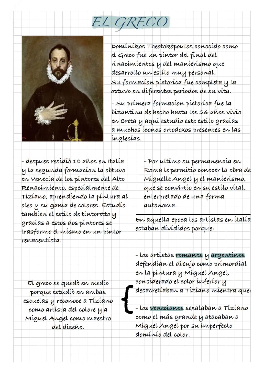 La
a pintura renacentista
En el siglo XVI cambia la posicion
del pintor porque es considerato un
artista, y no como un simple
artisano, grac